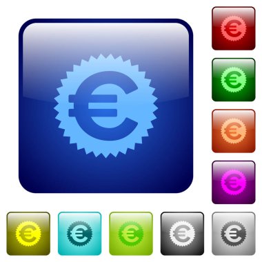 Euro etiket renkli kare düğmeler