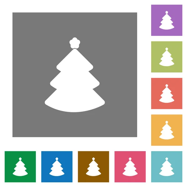 Albero di Natale quadrato icone piatte — Vettoriale Stock
