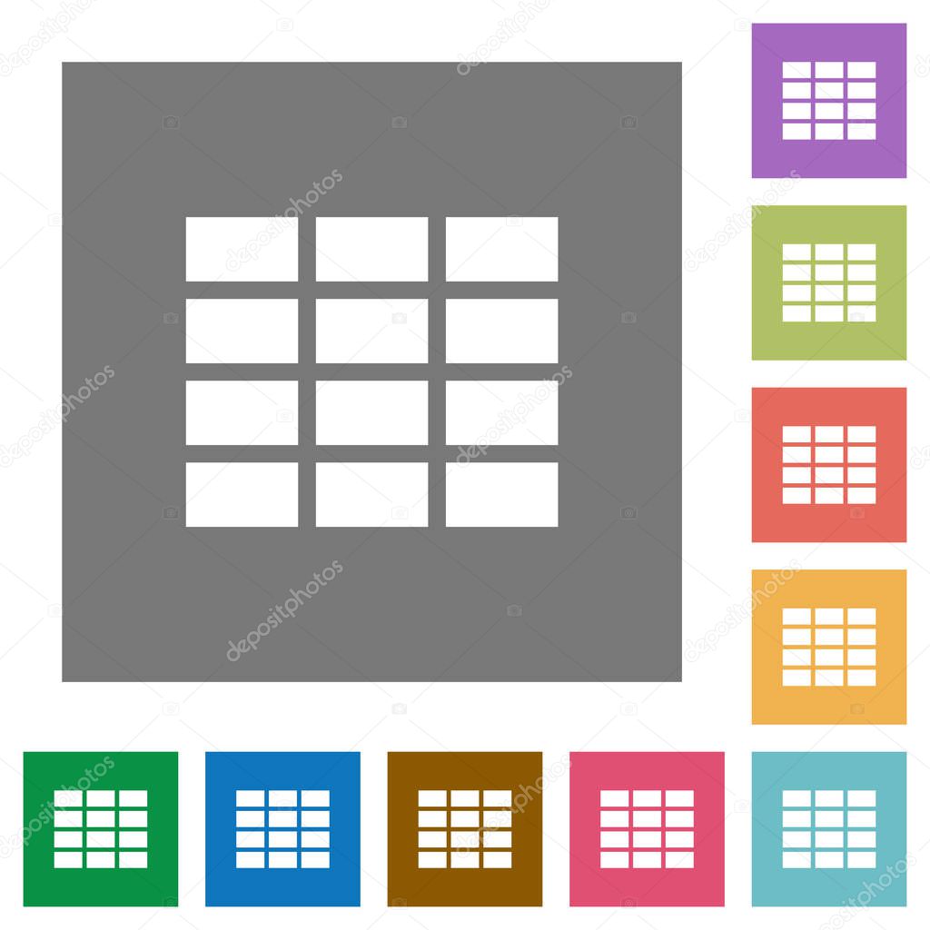 Spreadsheet square flat icons