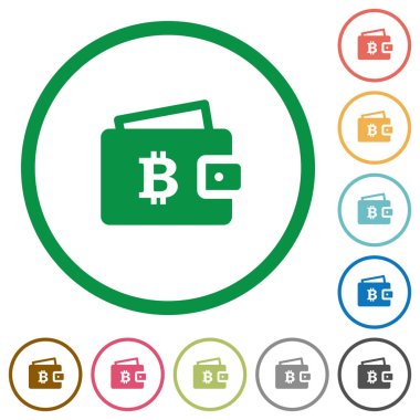 Bitcoin cüzdan düz simgeler anahatları ile
