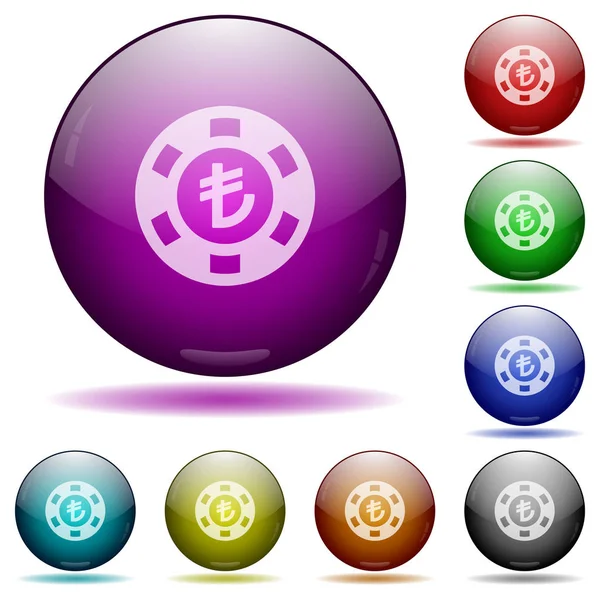 Turco Lira casino chip botões esfera de vidro — Vetor de Stock