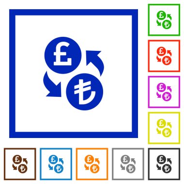 Lirası Lirası Döviz düz çerçeveli simgeler