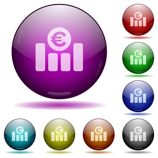 Euro gráfico botões esfera de vidro — Vetor de Stock