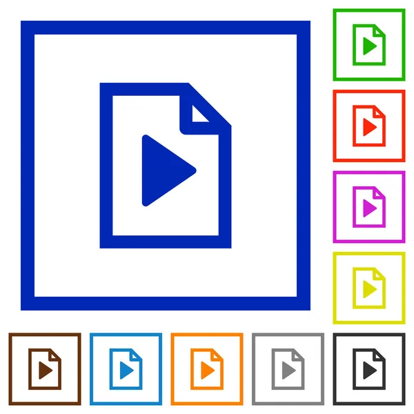 Lista de reproducción de iconos enmarcados planos — Vector de stock