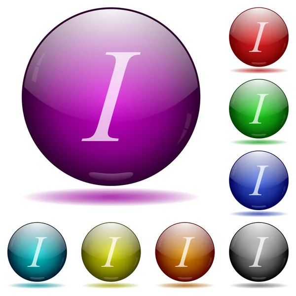 Type de police italique glass sphere buttons — Image vectorielle