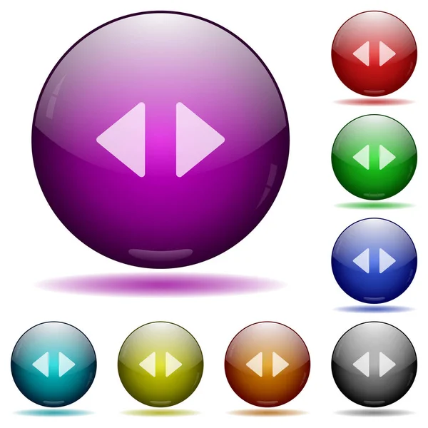 Setas de controle horizontal botões esfera de vidro — Vetor de Stock