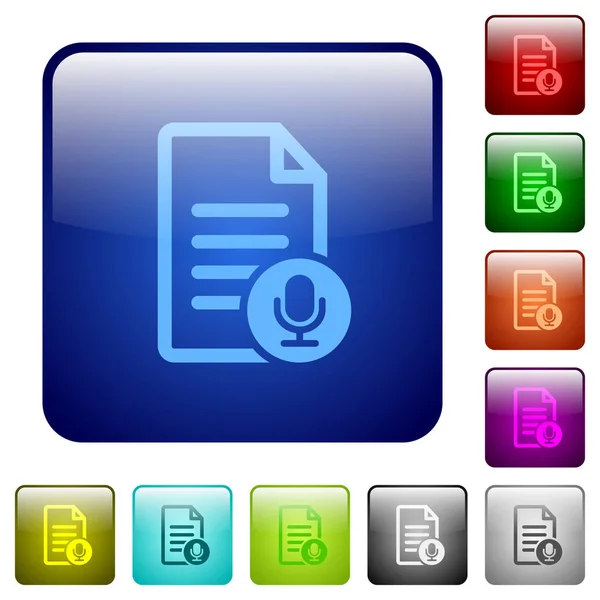 Cor do documento de voz botões quadrados —  Vetores de Stock