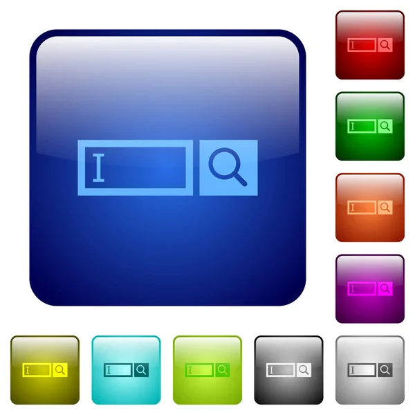 Caixa de pesquisa cor botões quadrados —  Vetores de Stock
