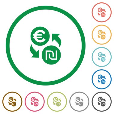 Euro yeni şekel Satım düz simgeler anahatları ile