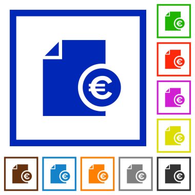 Euro rapor düz çerçeveli simgeler