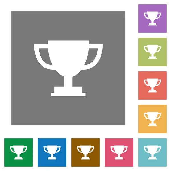 Taça de troféu ícones planos quadrados — Vetor de Stock