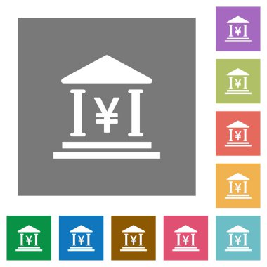 Yen banka kare düz simgeler