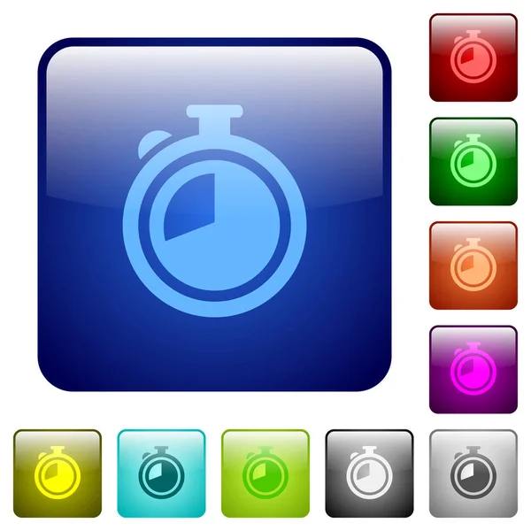 计时器彩色方形按钮 — 图库矢量图片
