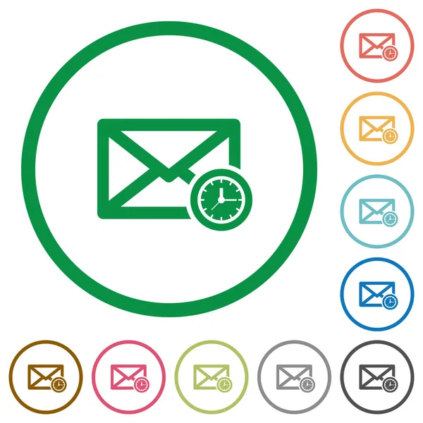 Iconos planos de correo con esquemas — Vector de stock