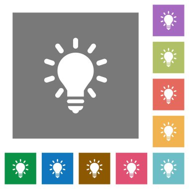 Aydınlatma ampul kare düz simgeler