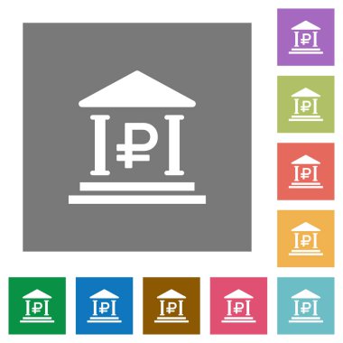 Rublesi banka kare düz simgeler