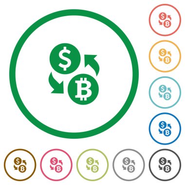 Doları Bitcoin Satım düz simgeler anahatları ile