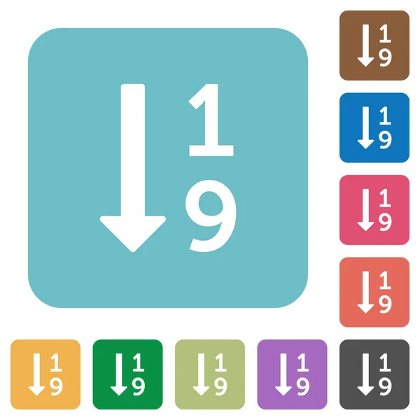 Liste numérotée ascendante carrés icônes plates — Image vectorielle