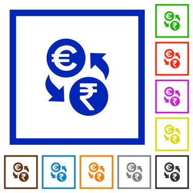 Euro Rupisi Döviz düz çerçeveli simgeler