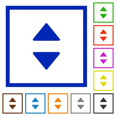 Dikey kontrol okları çerçeveli simgeler düz