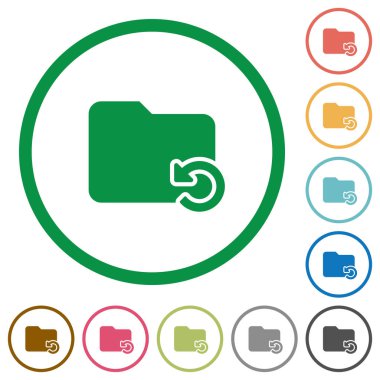 Klasör işlem düz simgeleri anahatları ile geri al