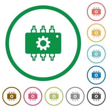 Donanım ayarları düz simgeler anahatları ile