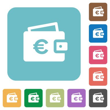 Euro cüzdan kare düz simgeler