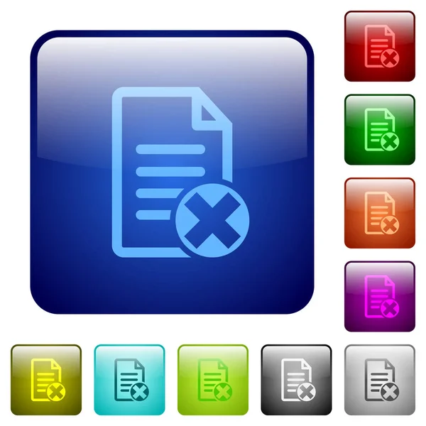 Annullera dokument färg fyrkantiga knappar — Stock vektor