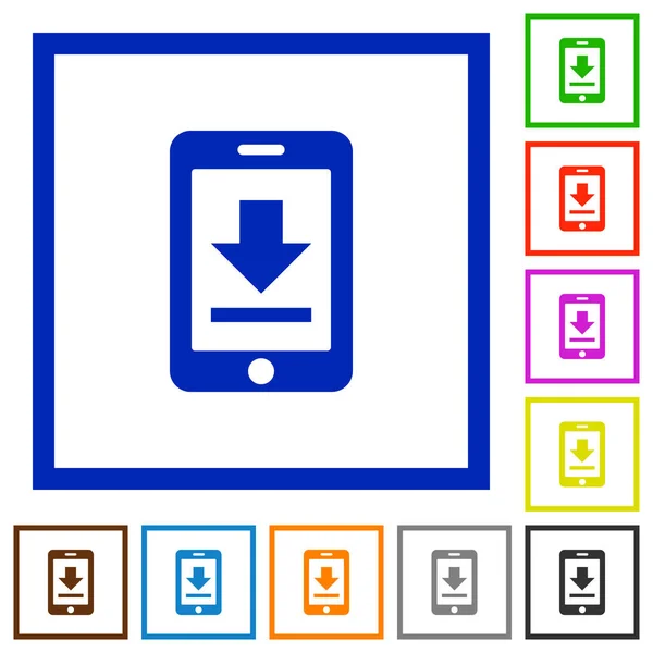 Mobile télécharger des icônes encadrées plates — Image vectorielle