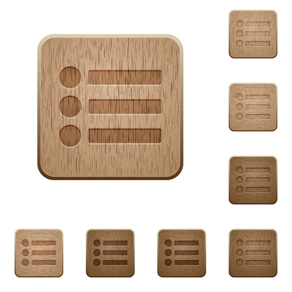 Bullet list boutons en bois — Image vectorielle