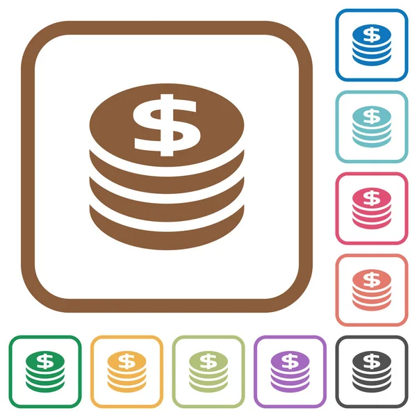 Dollarmünzen einfache Symbole — Stockvektor