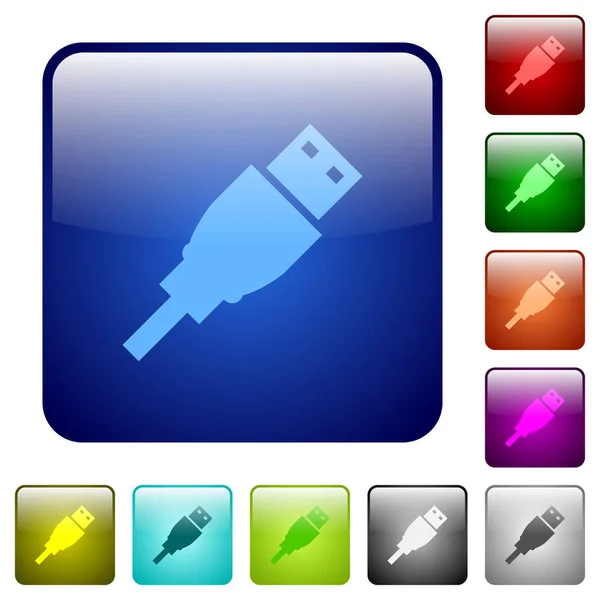 Boutons carrés couleur prise USB — Image vectorielle