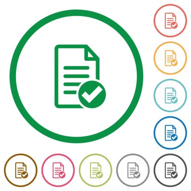 Anahatları ile düz simgeler bitmiş belge