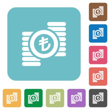 Türk Lirası paraları düz simgeler kare