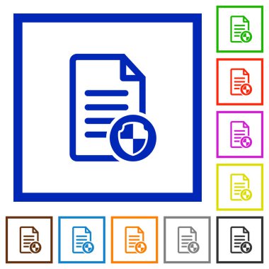 Belgeyi Koru düz çerçeveli simgeler