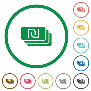 Yeni şekel banknotlar simgeler anahatları ile düz