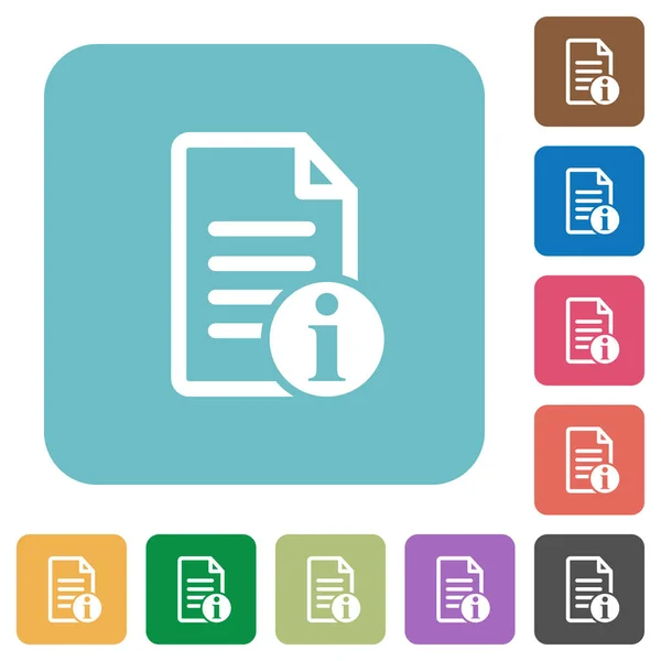 Document info square flat icons — Stock Vector