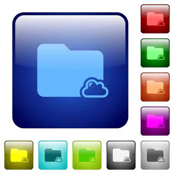 Cloud-mappen färg fyrkantiga knappar — Stock vektor