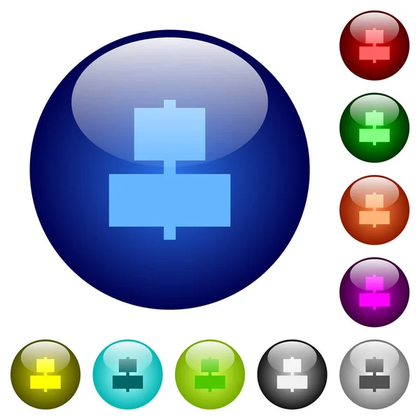 Alinear a los botones de cristal de color central — Vector de stock