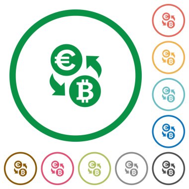 Euro Bitcoin Satım düz simgeler anahatları ile