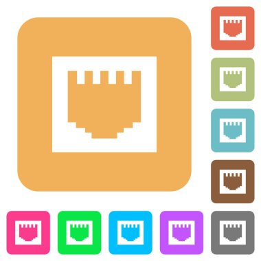 Ethernet konektörü yuvarlak kare düz simgeler