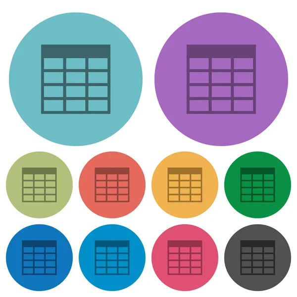 Werkblad tabel kleur plat pictogrammen — Stockvector