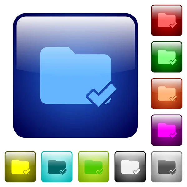 Folder ok color square buttons — Stock Vector