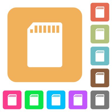 SD bellek kartı yuvarlak kare düz simgeler