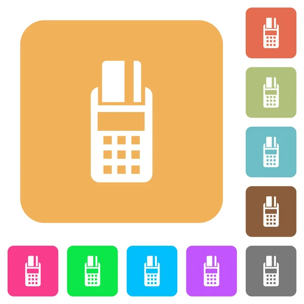 Pos Terminal abgerundete quadratische flache Symbole — Stockvektor