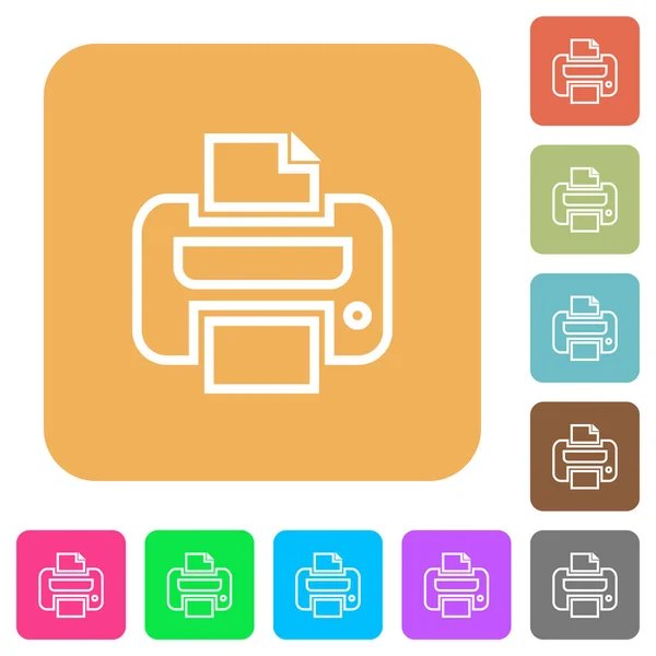 Imprimir iconos cuadrados planos redondeados — Vector de stock