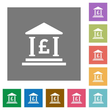 Lirası banka office kare düz simgeler