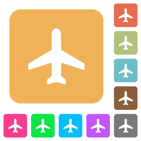 Avión redondeado iconos planos cuadrados — Vector de stock