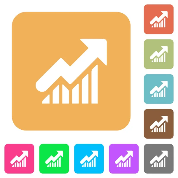 Steigende Graphik abgerundete quadratische flache Symbole — Stockvektor