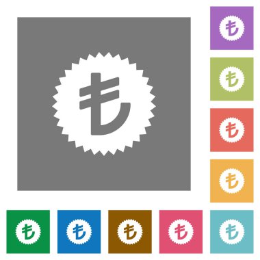 Türk Lirası etiket kare düz simgeler